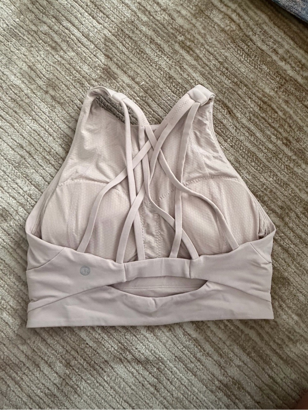 lululemon athletica High-Neck Sports Bra in Pale Pink - Picture 2 of 3
